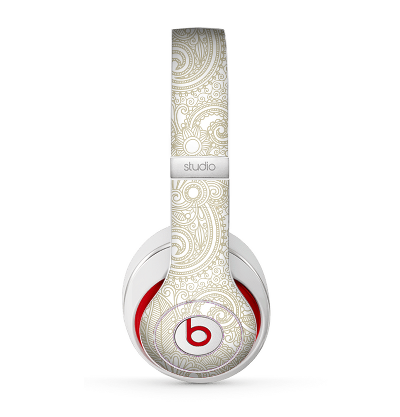 The Tan & White Vintage Floral Pattern Skin for the Beats by Dre Studio (2013+ Version) Headphones