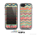 The Tan and Colored Chevron Pattern V55 Skin for the Apple iPhone 5c LifeProof Case