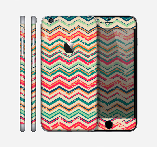 The Tan and Colored Chevron Pattern V55 Skin for the Apple iPhone 6 Plus
