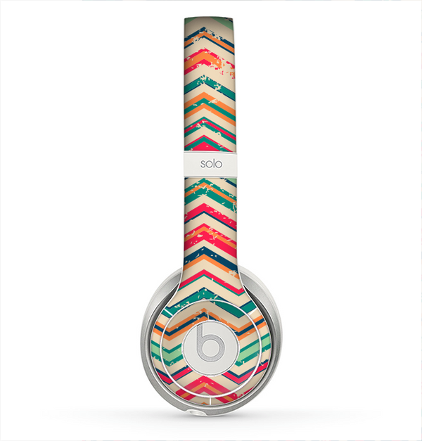 The Tan and Colored Chevron Pattern V55 Skin for the Beats by Dre Solo 2 Headphones