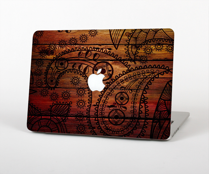 The Tattooed WoodGrain Skin Set for the Apple MacBook Pro 15