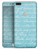 The Teal 18th Century Script - Skin-kit for the iPhone 8 or 8 Plus