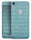 The Teal 18th Century Script - Skin-kit for the iPhone 8 or 8 Plus