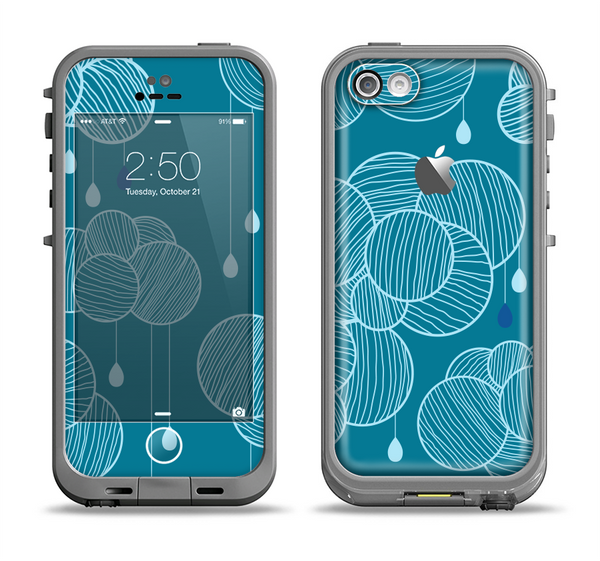The Teal Abstract Raining Yarn Clouds Apple iPhone 5c LifeProof Fre Case Skin Set