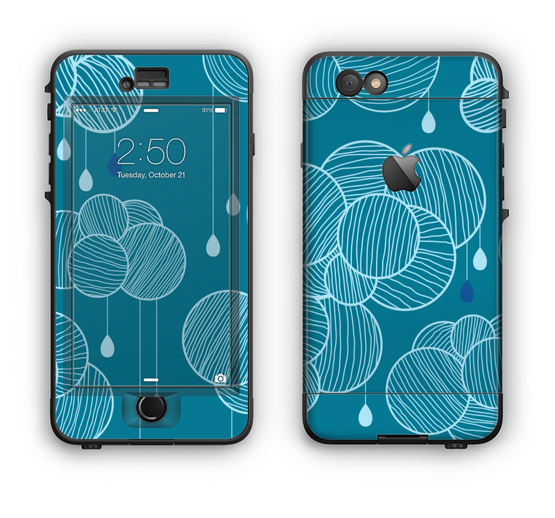 The Teal Abstract Raining Yarn Clouds Apple iPhone 6 LifeProof Nuud Case Skin Set