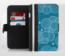 The Teal Abstract Raining Yarn Clouds Ink-Fuzed Leather Folding Wallet Credit-Card Case for the Apple iPhone 6/6s, 6/6s Plus, 5/5s and 5c