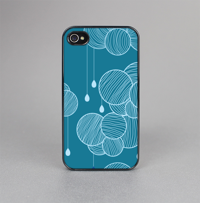 The Teal Abstract Raining Yarn Clouds Skin-Sert for the Apple iPhone 4-4s Skin-Sert Case