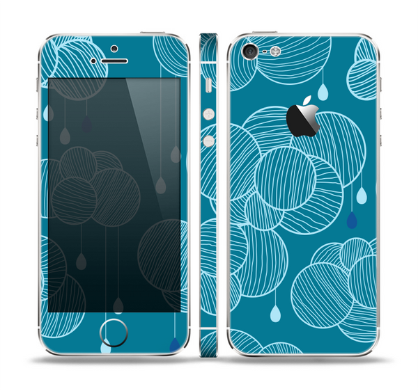 The Teal Abstract Raining Yarn Clouds Skin Set for the Apple iPhone 5