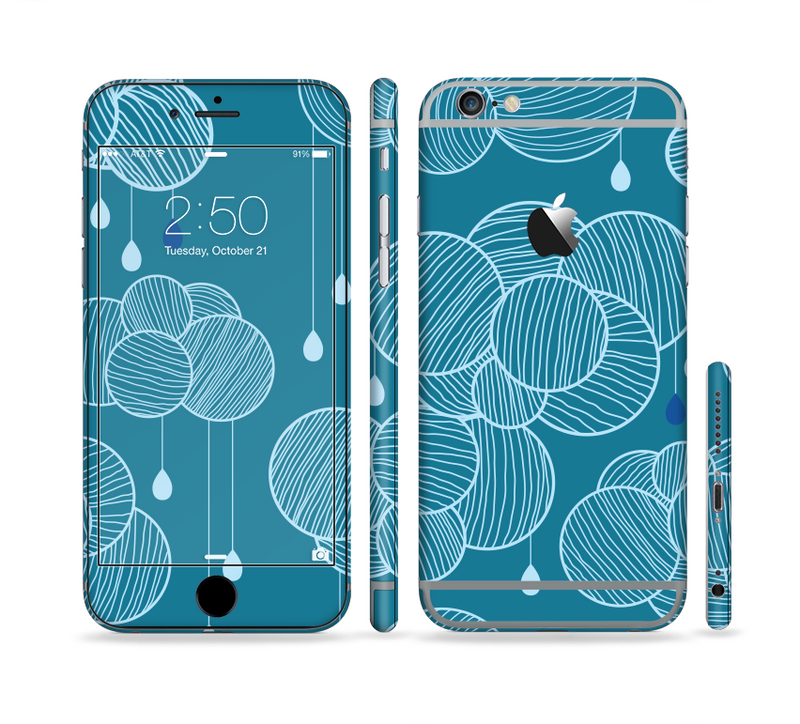 The Teal Abstract Raining Yarn Clouds Sectioned Skin Series for the Apple iPhone 6 Plus