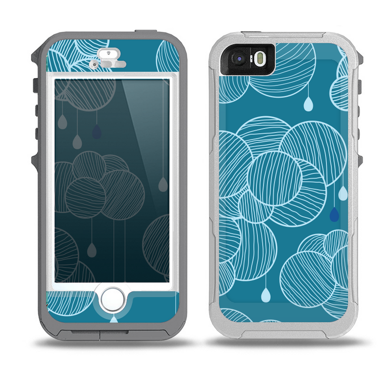 The Teal Abstract Raining Yarn Clouds Skin for the iPhone 5-5s OtterBox Preserver WaterProof Case