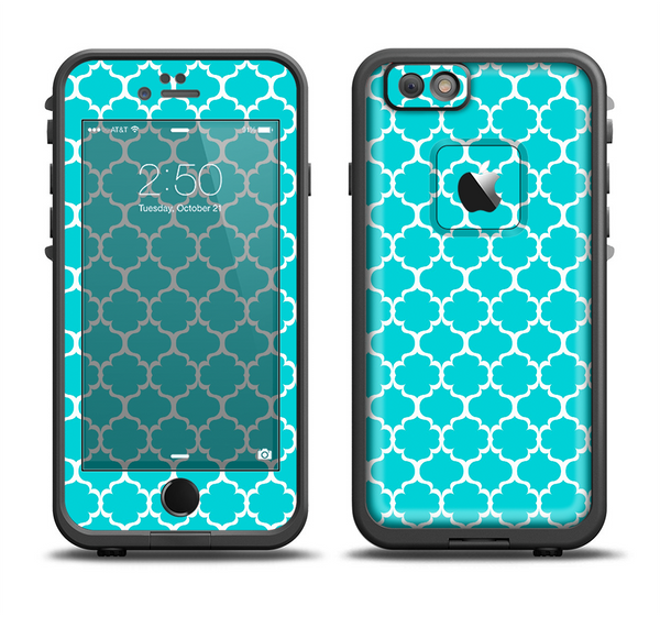 The Teal And White Seamless Morocan Pattern Apple iPhone 6 LifeProof Fre Case Skin Set