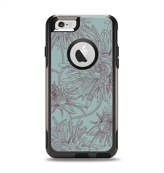 The Teal Aster Flower Lined Apple iPhone 6 Otterbox Commuter Case Skin Set