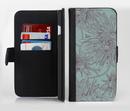 The Teal Aster Flower Lined Ink-Fuzed Leather Folding Wallet Credit-Card Case for the Apple iPhone 6/6s, 6/6s Plus, 5/5s and 5c
