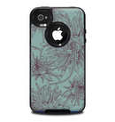 The Teal Aster Flower Lined Skin for the iPhone 4-4s OtterBox Commuter Case