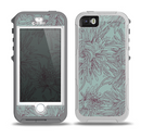 The Teal Aster Flower Lined Skin for the iPhone 5-5s OtterBox Preserver WaterProof Case
