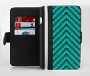 The Teal & Black Sketch Chevron Ink-Fuzed Leather Folding Wallet Credit-Card Case for the Apple iPhone 6/6s, 6/6s Plus, 5/5s and 5c