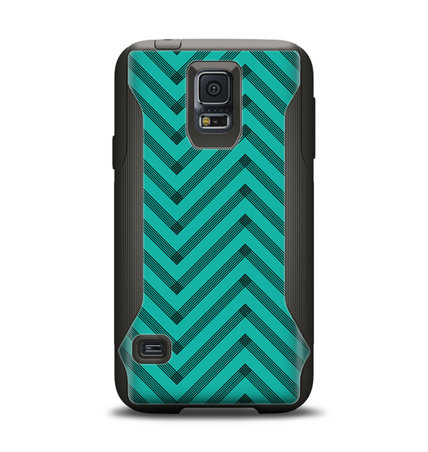 The Teal & Black Sketch Chevron Samsung Galaxy S5 Otterbox Commuter Case Skin Set