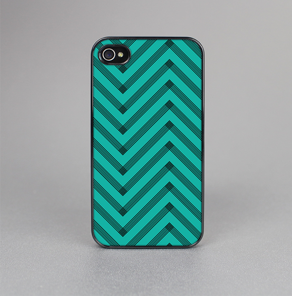 The Teal & Black Sketch Chevron Skin-Sert for the Apple iPhone 4-4s Skin-Sert Case