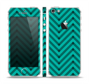 The Teal & Black Sketch Chevron Skin Set for the Apple iPhone 5