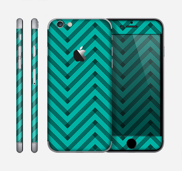 The Teal & Black Sketch Chevron Skin for the Apple iPhone 6