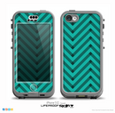 The Teal & Black Sketch Chevron Skin for the iPhone 5c nüüd LifeProof Case