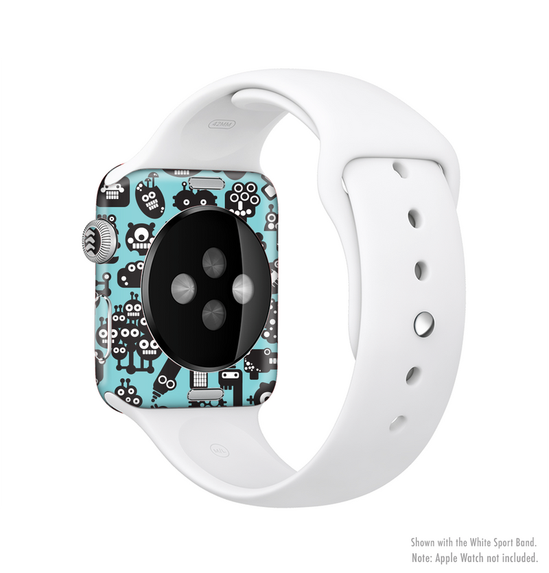 The Teal & Black Toon Robots Full-Body Skin Kit for the Apple Watch