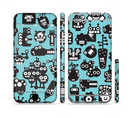 The Teal & Black Toon Robots Sectioned Skin Series for the Apple iPhone 6s Plus
