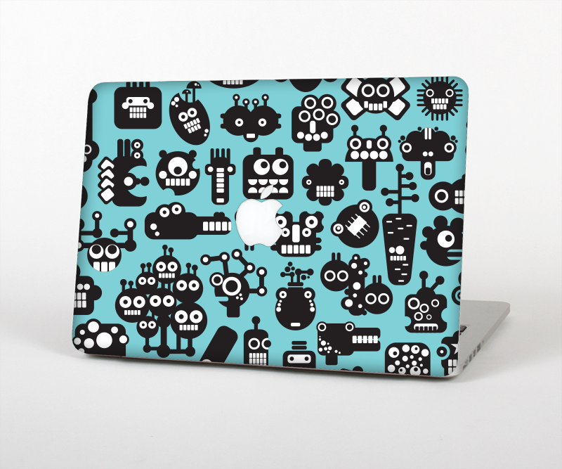 The Teal & Black Toon Robots Skin Set for the Apple MacBook Pro 15" with Retina Display