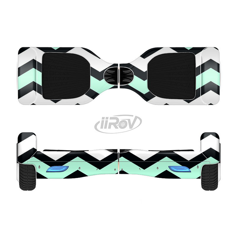 The Teal & Black Wide Chevron Pattern Full-Body Skin Set for the Smart Drifting SuperCharged iiRov HoverBoard