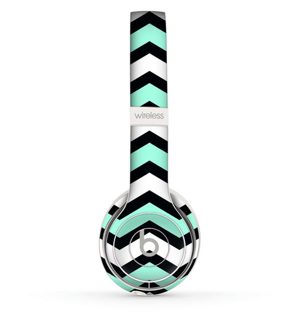 The Teal & Black Wide Chevron Pattern Skin Set for the Beats by Dre Solo 2 Wireless Headphones