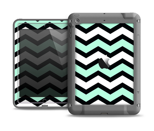 The Teal & Black Wide Chevron Pattern Apple iPad Air LifeProof Fre Case Skin Set