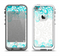 The Teal Blue & White Swirl Pattern Apple iPhone 5-5s LifeProof Fre Case Skin Set