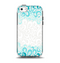The Teal Blue & White Swirl Pattern Apple iPhone 5c Otterbox Symmetry Case Skin Set