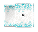 The Teal Blue & White Swirl Pattern Full Body Skin Set for the Apple iPad Mini 2