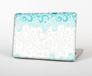 The Teal Blue & White Swirl Pattern Skin Set for the Apple MacBook Pro 15" with Retina Display