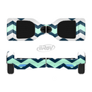 The Teal & Blue Wide Chevron Pattern Full-Body Skin Set for the Smart Drifting SuperCharged iiRov HoverBoard
