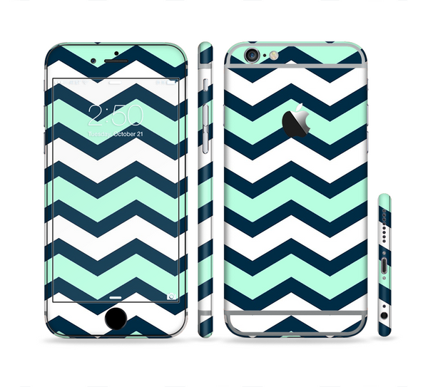 The Teal & Blue Wide Chevron Pattern Sectioned Skin Series for the Apple iPhone 6s