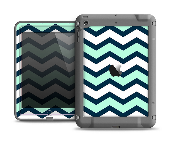 The Teal & Blue Wide Chevron Pattern Apple iPad Air LifeProof Fre Case Skin Set