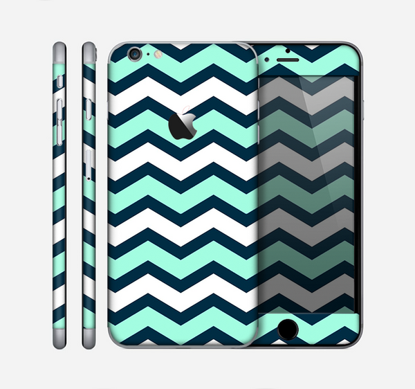 The Teal & Blue Wide Chevron Pattern Skin for the Apple iPhone 6 Plus