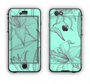 The Teal & Brown Thin Flower Pattern Apple iPhone 6 LifeProof Nuud Case Skin Set