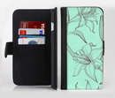 The Teal & Brown Thin Flower Pattern Ink-Fuzed Leather Folding Wallet Credit-Card Case for the Apple iPhone 6/6s, 6/6s Plus, 5/5s and 5c