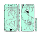 The Teal & Brown Thin Flower Pattern Sectioned Skin Series for the Apple iPhone 6s Plus