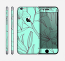 The Teal & Brown Thin Flower Pattern Skin for the Apple iPhone 6