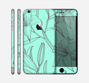 The Teal & Brown Thin Flower Pattern Skin for the Apple iPhone 6 Plus