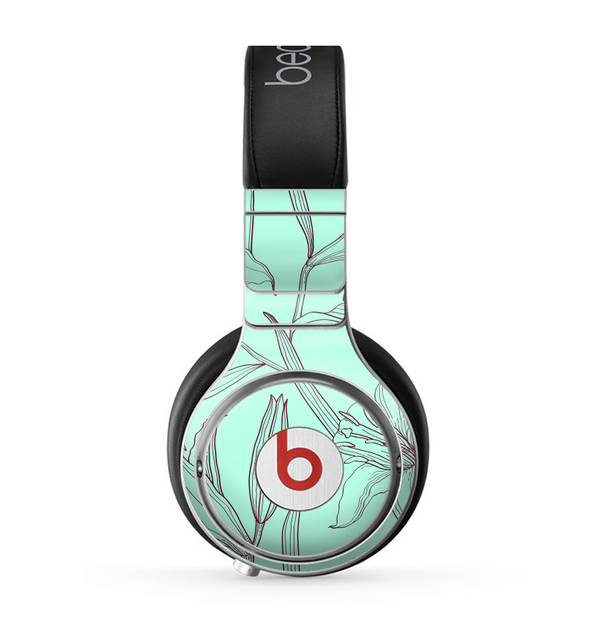 The Teal & Brown Thin Flower Pattern Skin for the Beats by Dre Pro Headphones