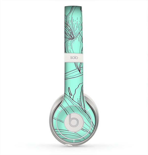 The Teal & Brown Thin Flower Pattern Skin for the Beats by Dre Solo 2 Headphones