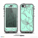 The Teal & Brown Thin Flower Pattern Skin for the iPhone 5c nüüd LifeProof Case
