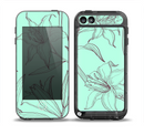 The Teal & Brown Thin Flower Pattern Skin for the iPod Touch 5th Generation frē LifeProof Case
