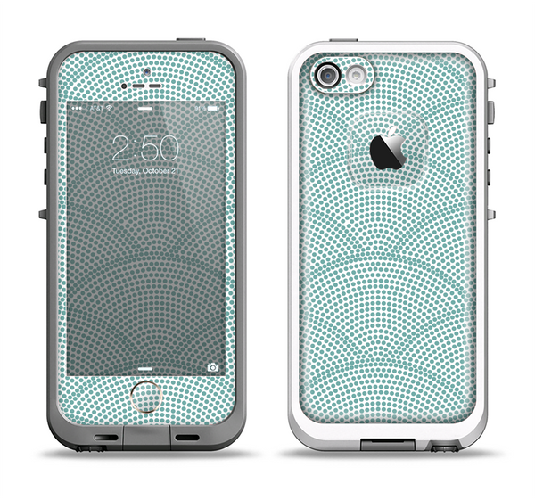 The Teal Circle Polka Pattern Apple iPhone 5-5s LifeProof Fre Case Skin Set