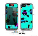 The Teal Cute Fashion Cats Skin for the Apple iPhone 5c LifeProof Case